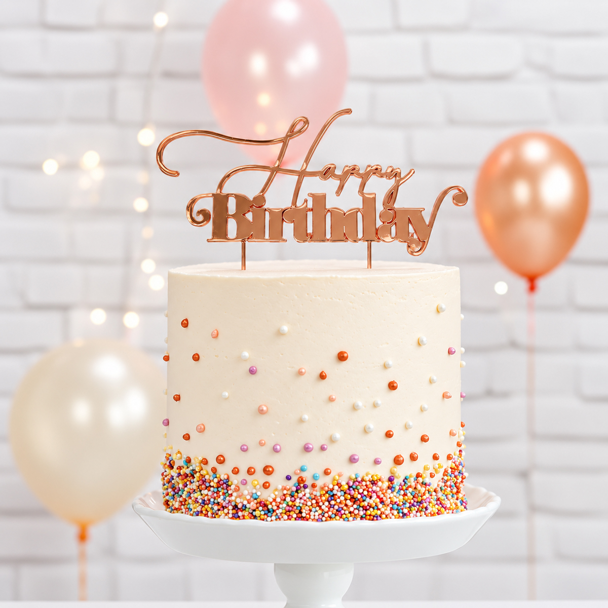 ROSE GOLD Metal Cake Topper - HAPPY BIRTHDAY 1