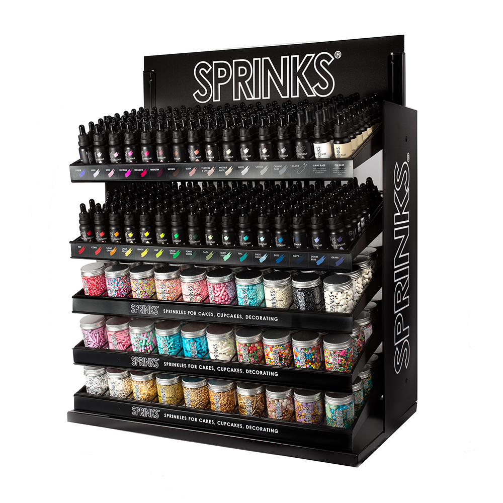 SPRINKS FULLY STOCKED Small DISPLAY STAND - Gel Colours, Sprinkles