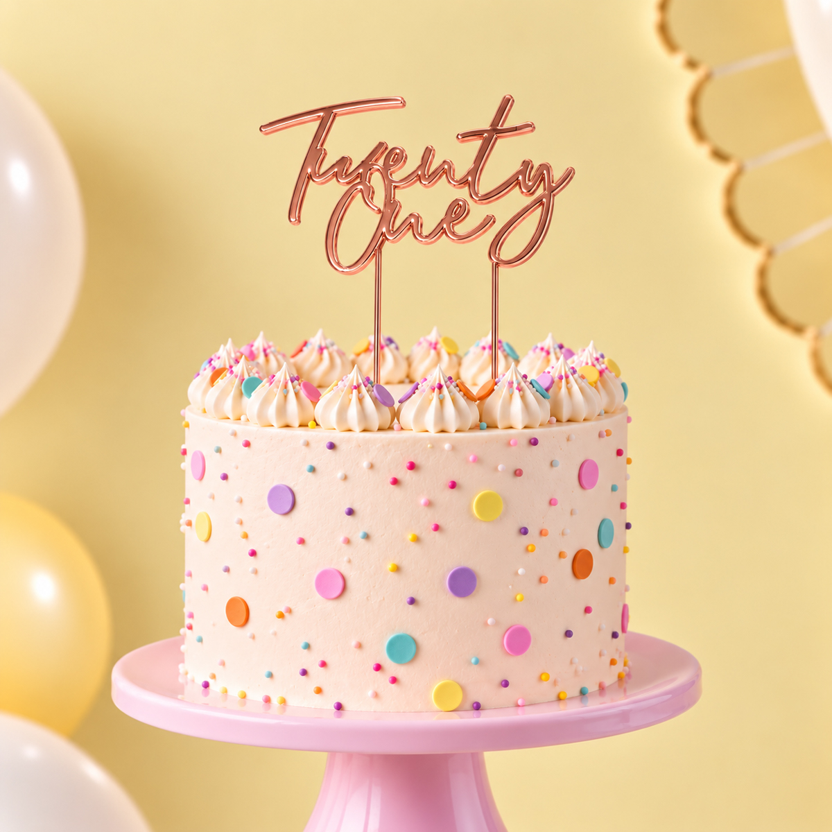 ROSE GOLD Plated Cake Topper - TWENTY ONE