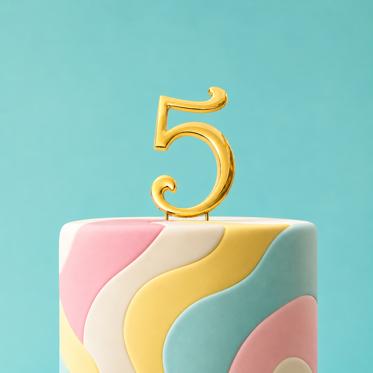 GOLD Cake Topper (7cm) - NUMBER 5