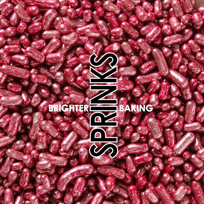 500g METALLIC PINK Jimmies 1mm - by Sprinks
