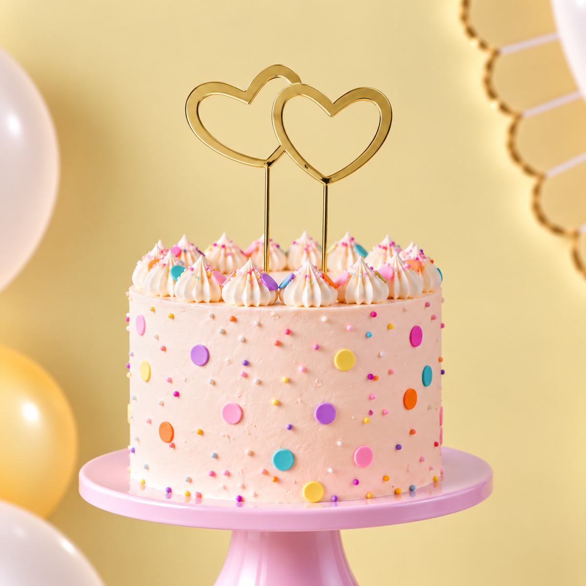 Gold Plated Cake Topper - DOUBLE HEART