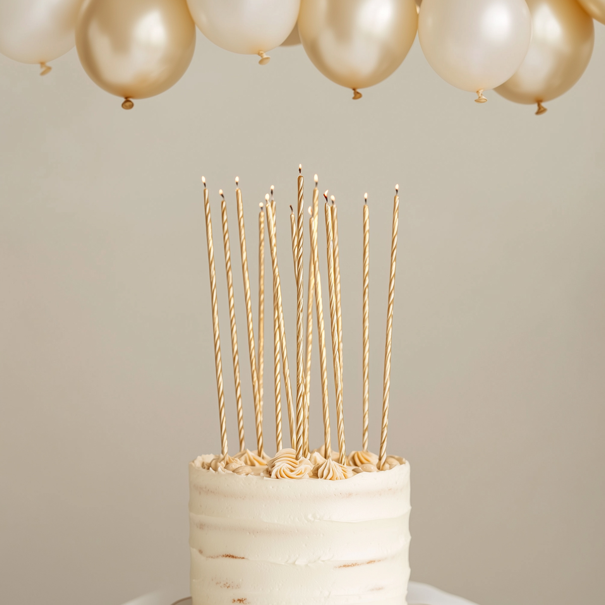 20cm FINE SPIRAL Cake Candles GOLD (Pack of 16)