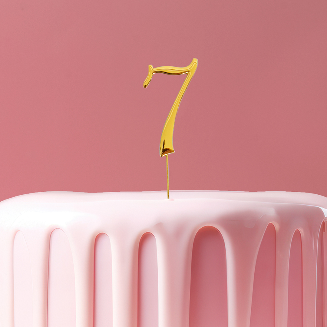 GOLD Cake Topper (7cm) - NUMBER 7