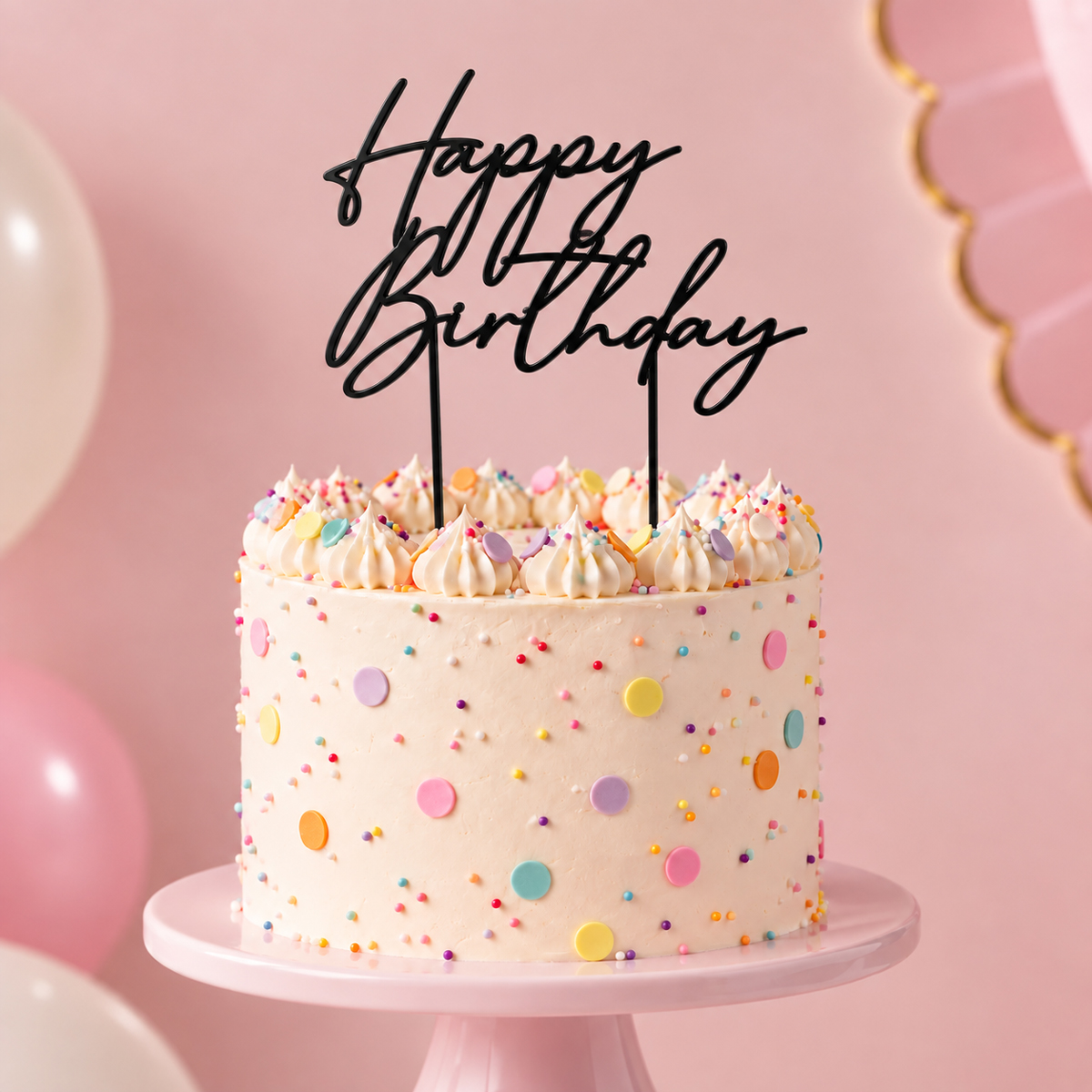 MATTE BLACK Metal Cake Topper - HAPPY BIRTHDAY 3
