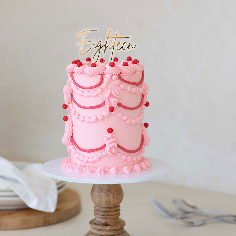 GOLD / CLEAR Layered Cake Topper - EIGHTEEN