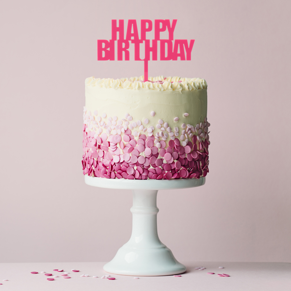 BOLD Happy Birthday Cake Topper - PINK