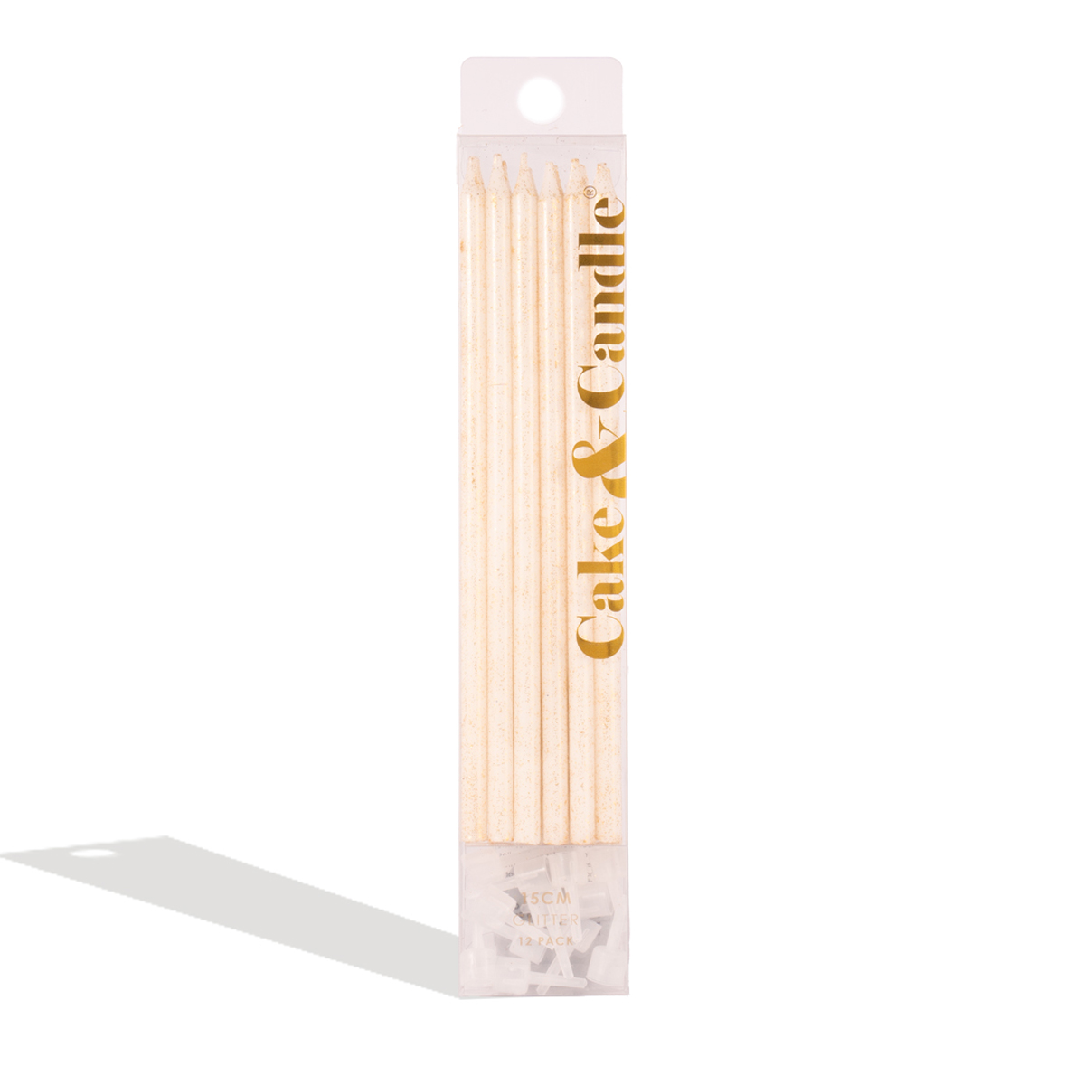 WHITE Glitter Cake Candles (Pack of 12)