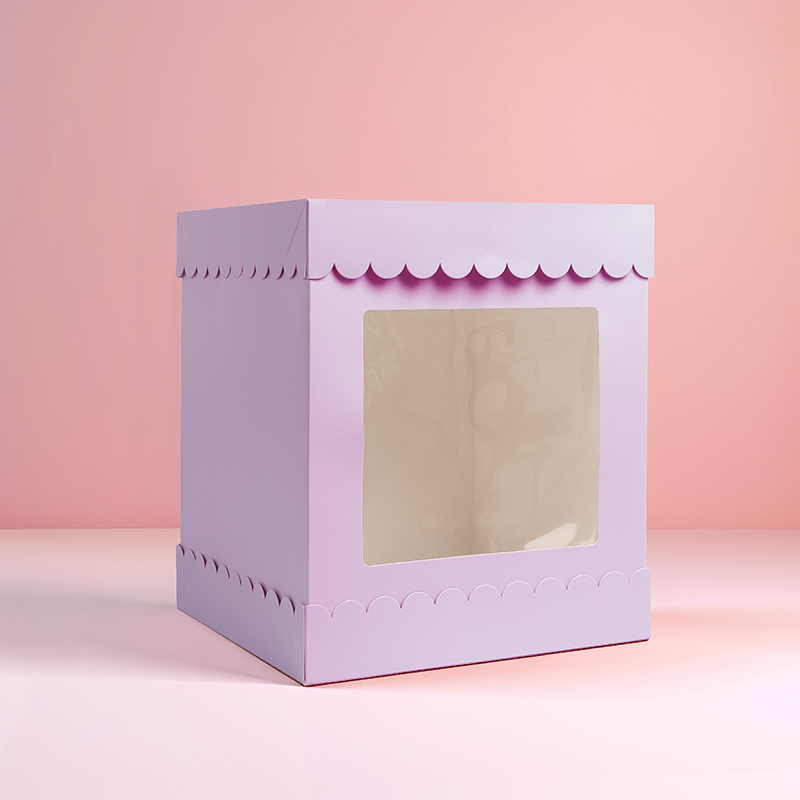 10 x 10 x 12 Tall Scalloped Cake Box - PASTEL LILAC