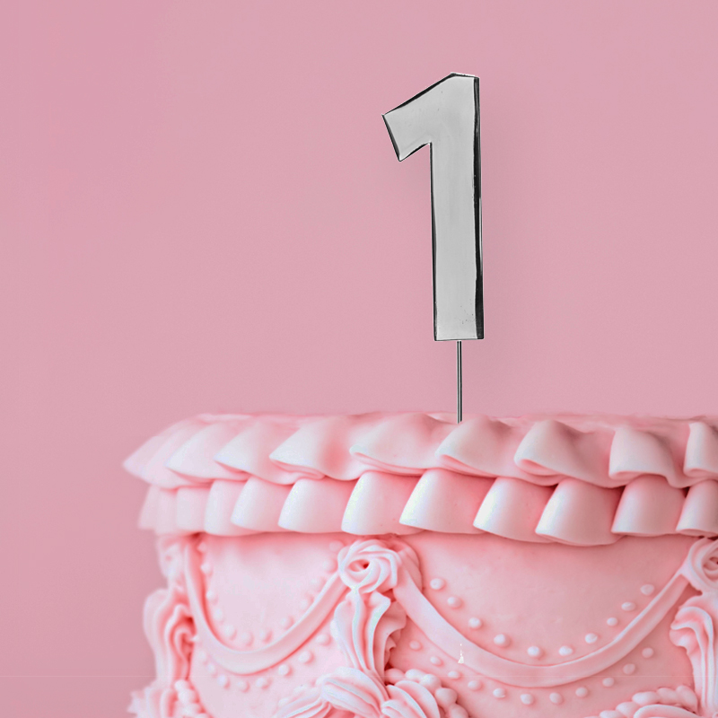 BOLD Cake Topper - SILVER NUMBER 1