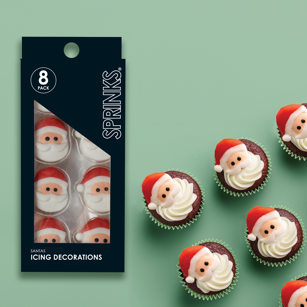 SOLD OUT - SPRINKS Icing Decorations - SANTA (8 pieces)