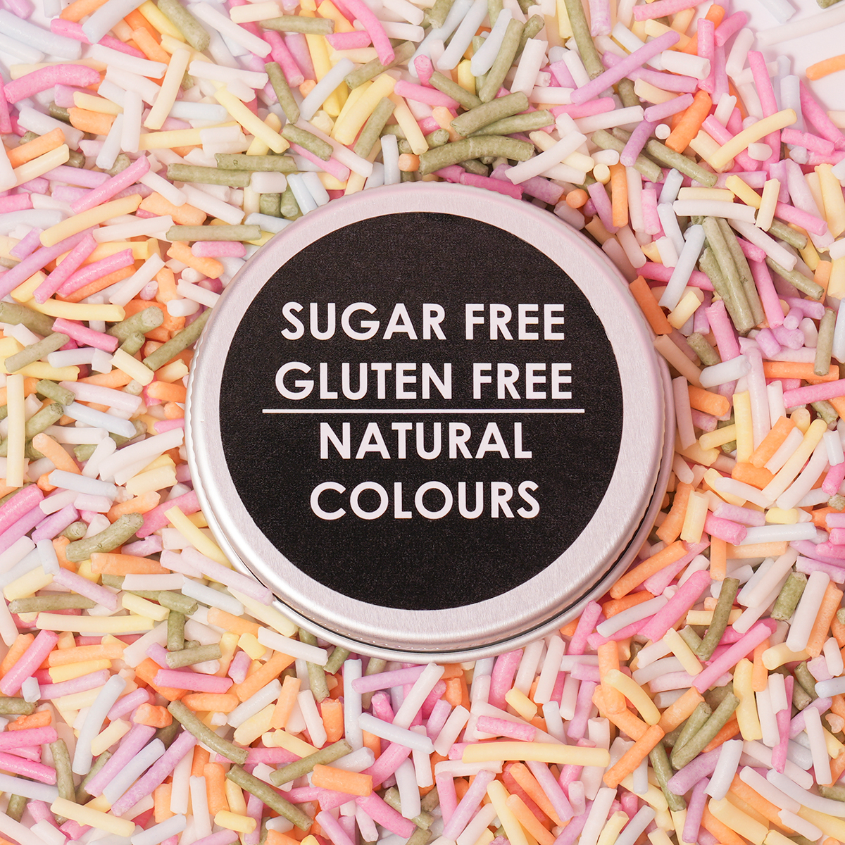 SUGAR FREE Natural Coloured Jimmies - Pastel RAINBOW 60g
