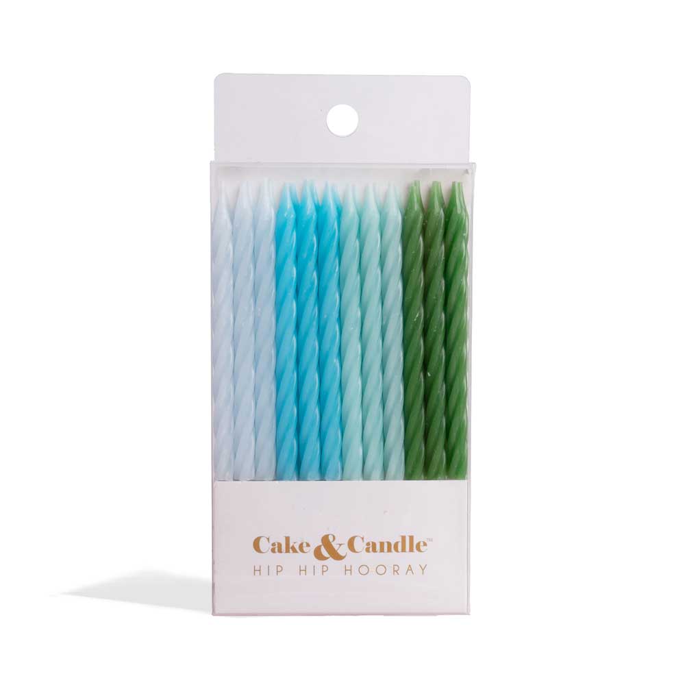 8cm BLUE to GREEN Spiral Candles (Pack of 24)