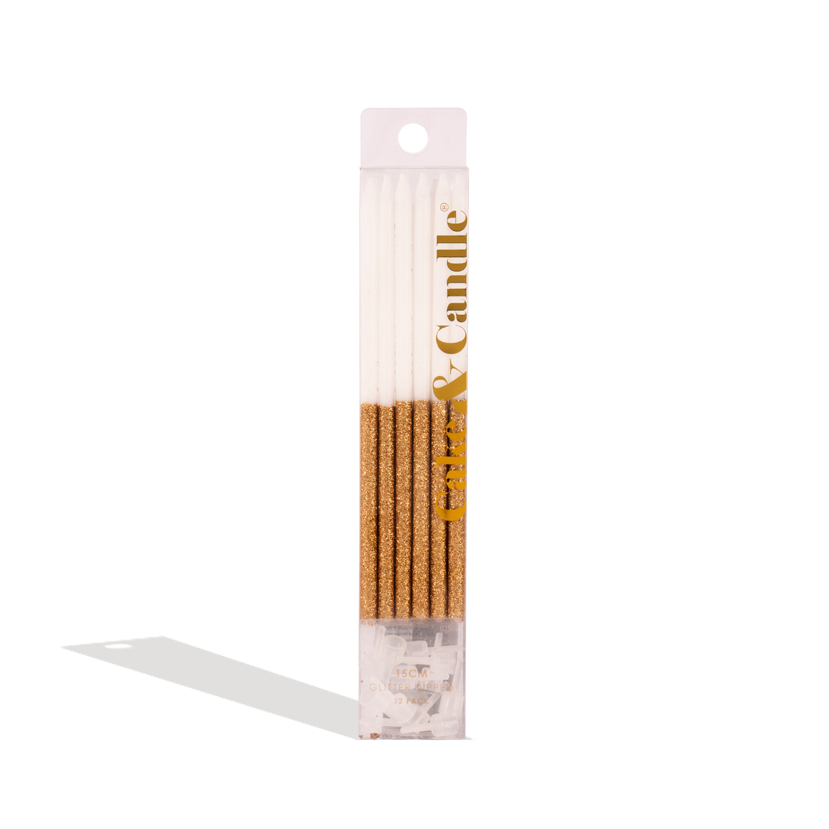 GOLD Glitter Dipped Cake Candles (Pack of 12)