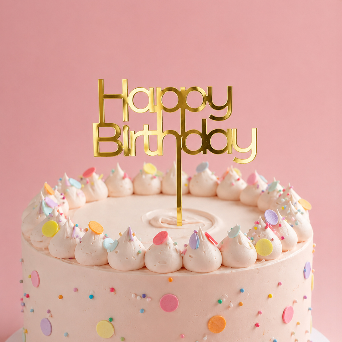 GOLD MIRROR HAPPY BIRTHDAY 2 Cake Topper