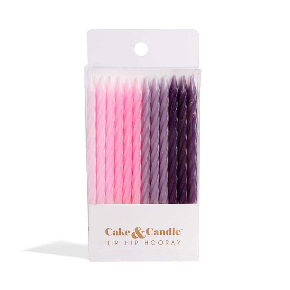 8cm PINK to PURPLE Spiral Candles (Pack of 24)