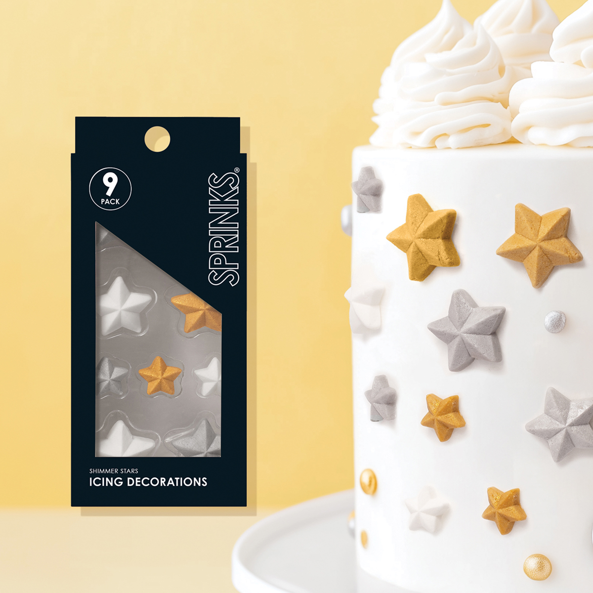 **PRE-ORDER SPRINKS Icing Decorations - SHIMMER STARS (9 pieces)**