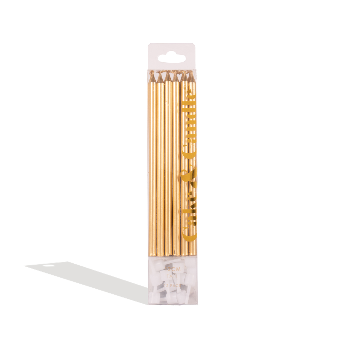 12cm Tall Cake Candles GOLD (Pack of 12)
