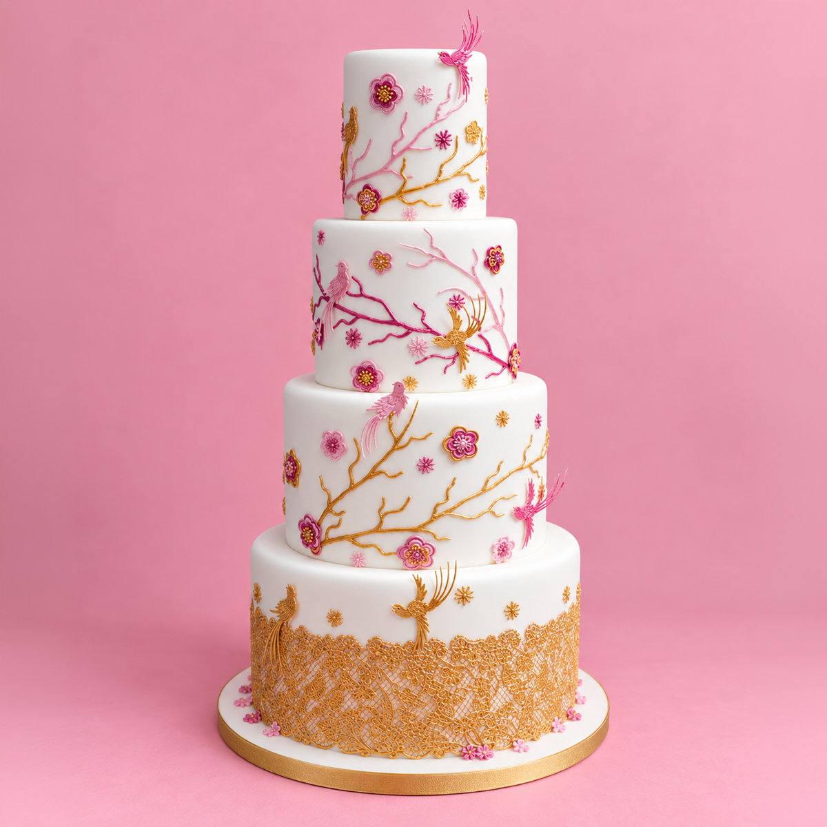 ORIENTAL BLOSSOM & BIRDS Cake Lace Mat - by Claire Bowman