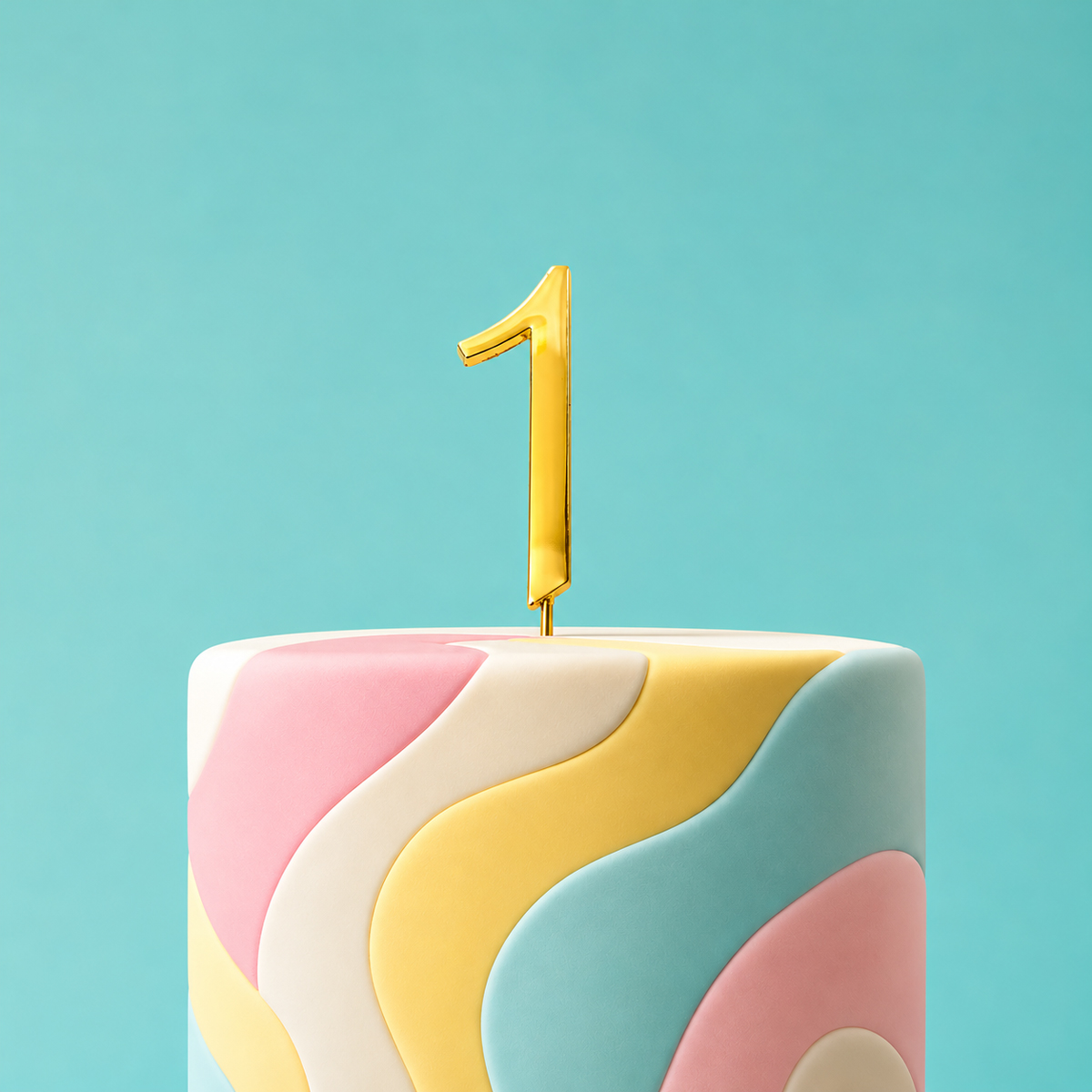 GOLD Cake Topper (7cm) - NUMBER 1
