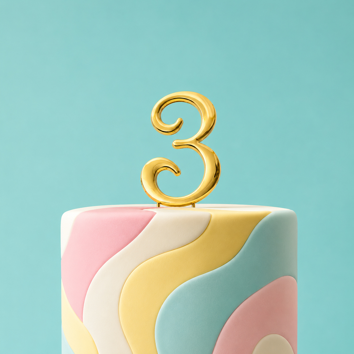 GOLD Cake Topper (7cm) - NUMBER 3