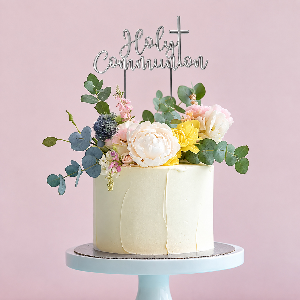 SILVER Metal Cake Topper - HOLY COMMUNION