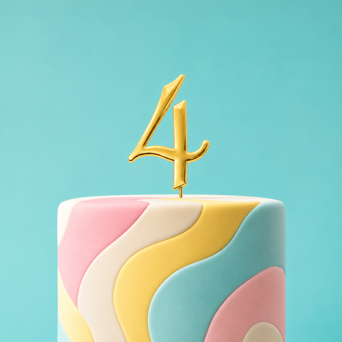 GOLD Cake Topper (7cm) - NUMBER 4