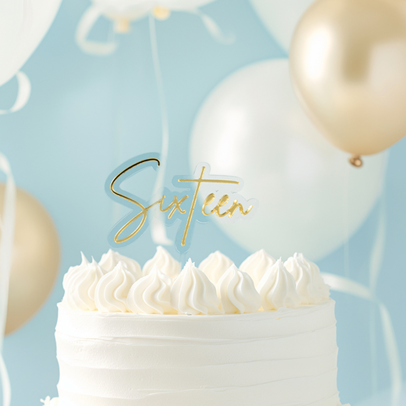 GOLD / CLEAR Layered Cake Topper - SIXTEEN