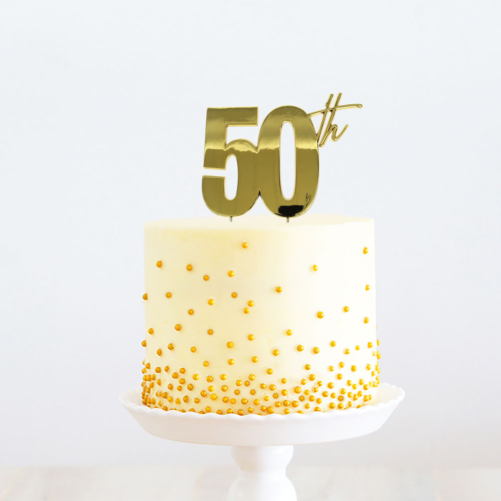 GOLD Metal Cake Topper - 50th