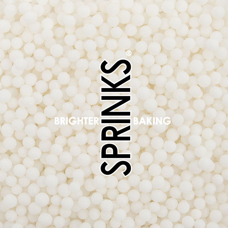 500g Cachous Pearl Beads MATTE WHITE 4mm - by Sprinks