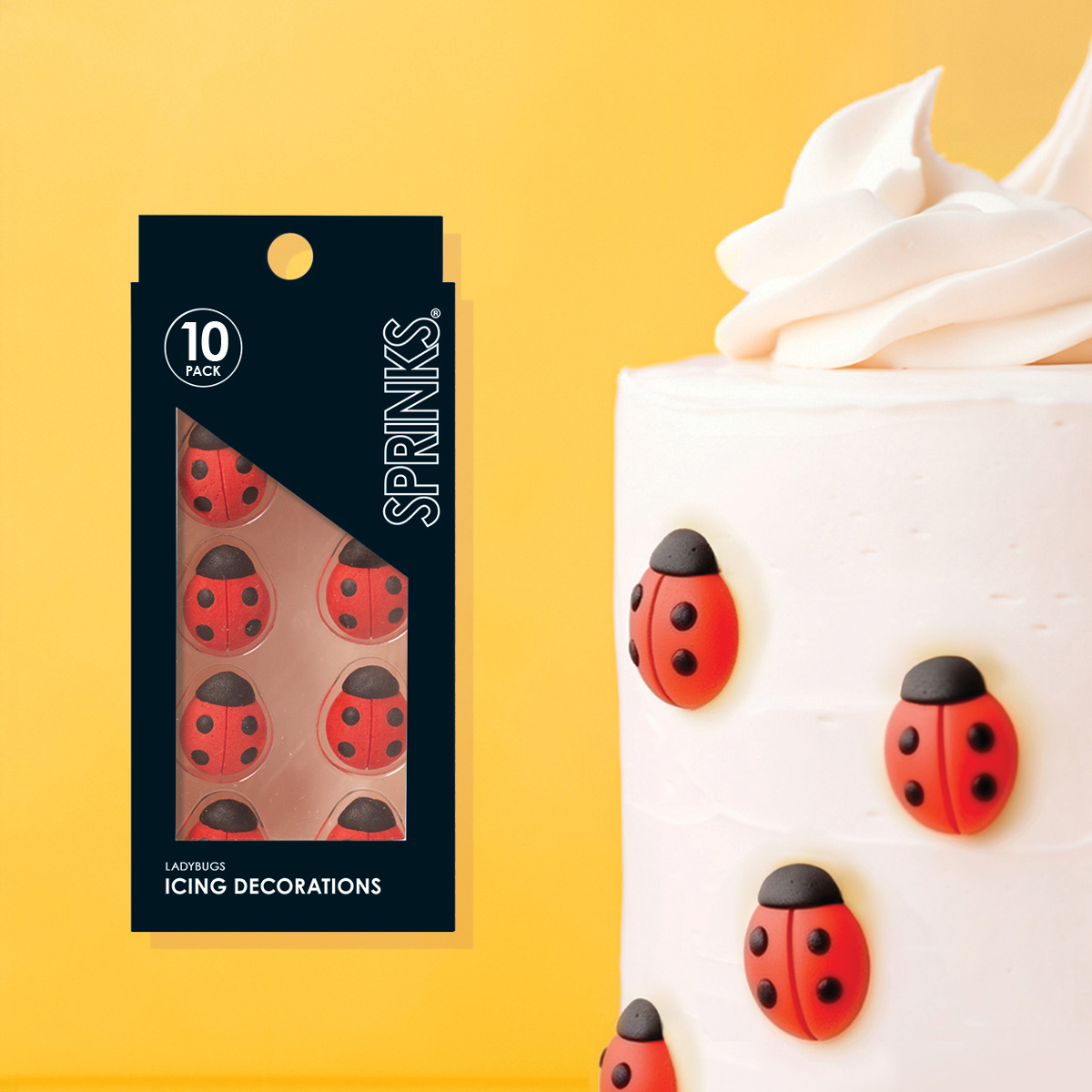 SPRINKS Icing Decorations - LADYBUGS (10 pieces)