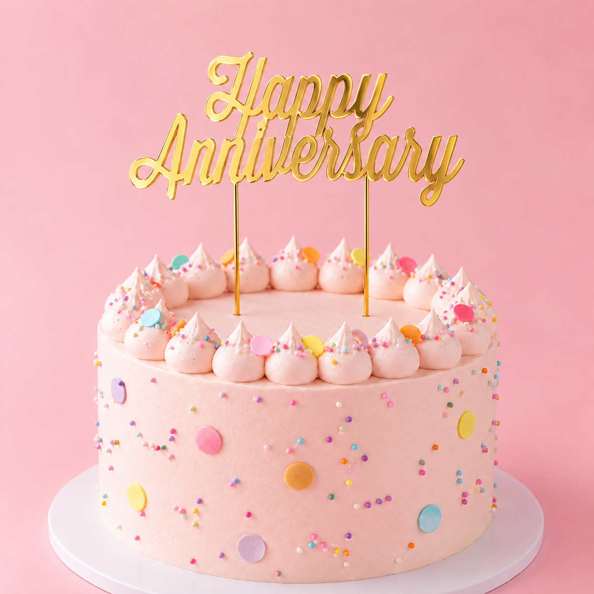 Gold Plated Cake Topper - HAPPY ANNIVERSARY