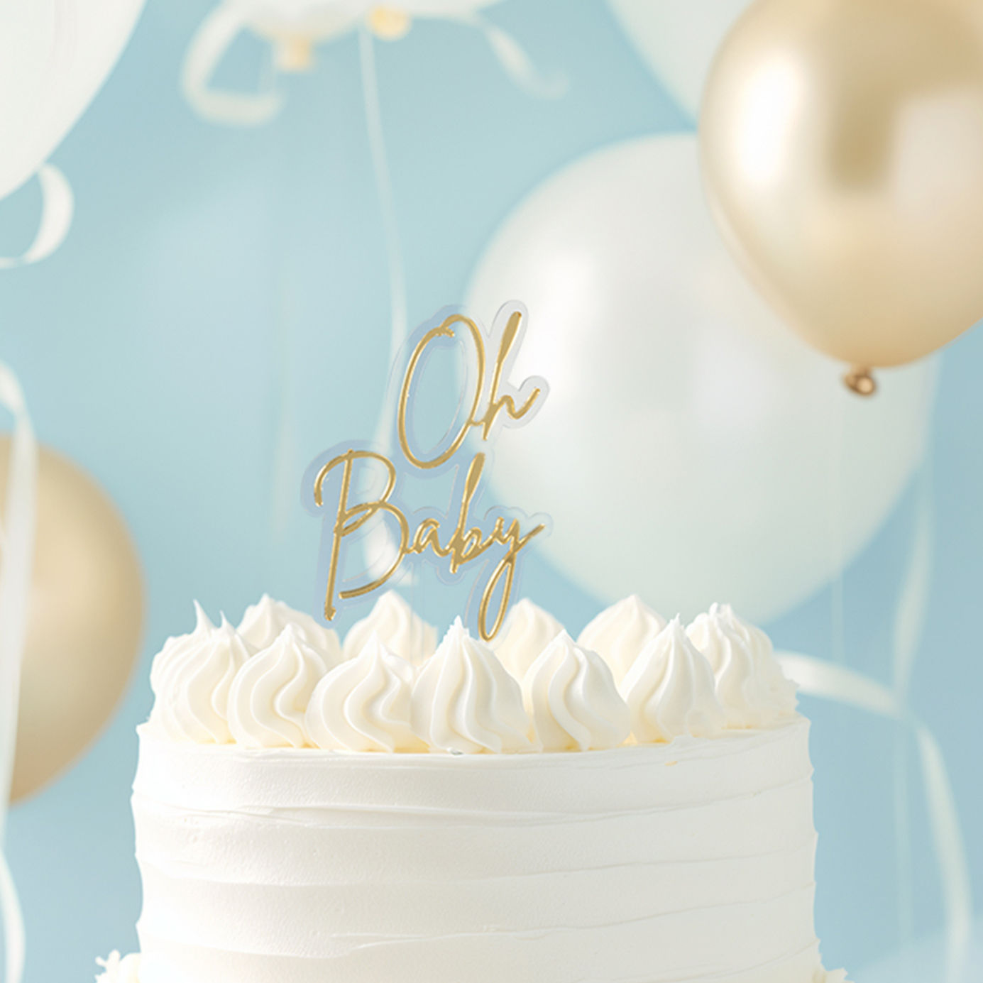 GOLD / CLEAR Layered Cake Topper - OH BABY