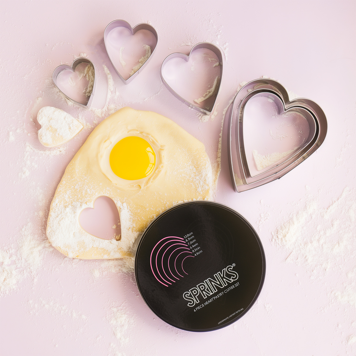 6-Piece HEART Stainless Pastry Cutter Set - by Sprinks