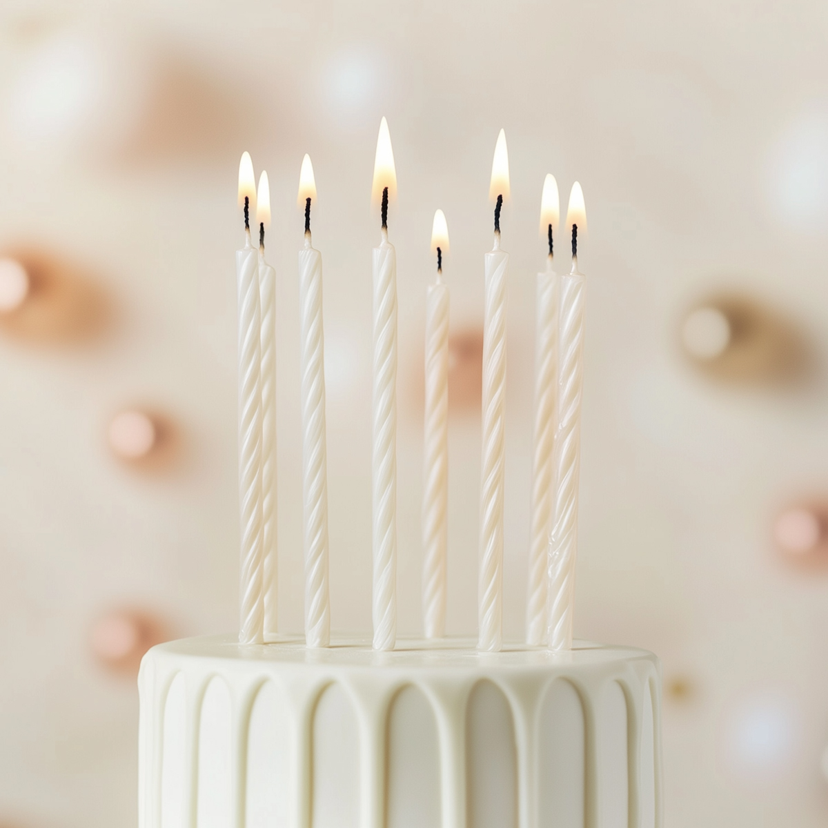 SPIRAL Cake Candles PEARLISED WHITE (Pack of 12)