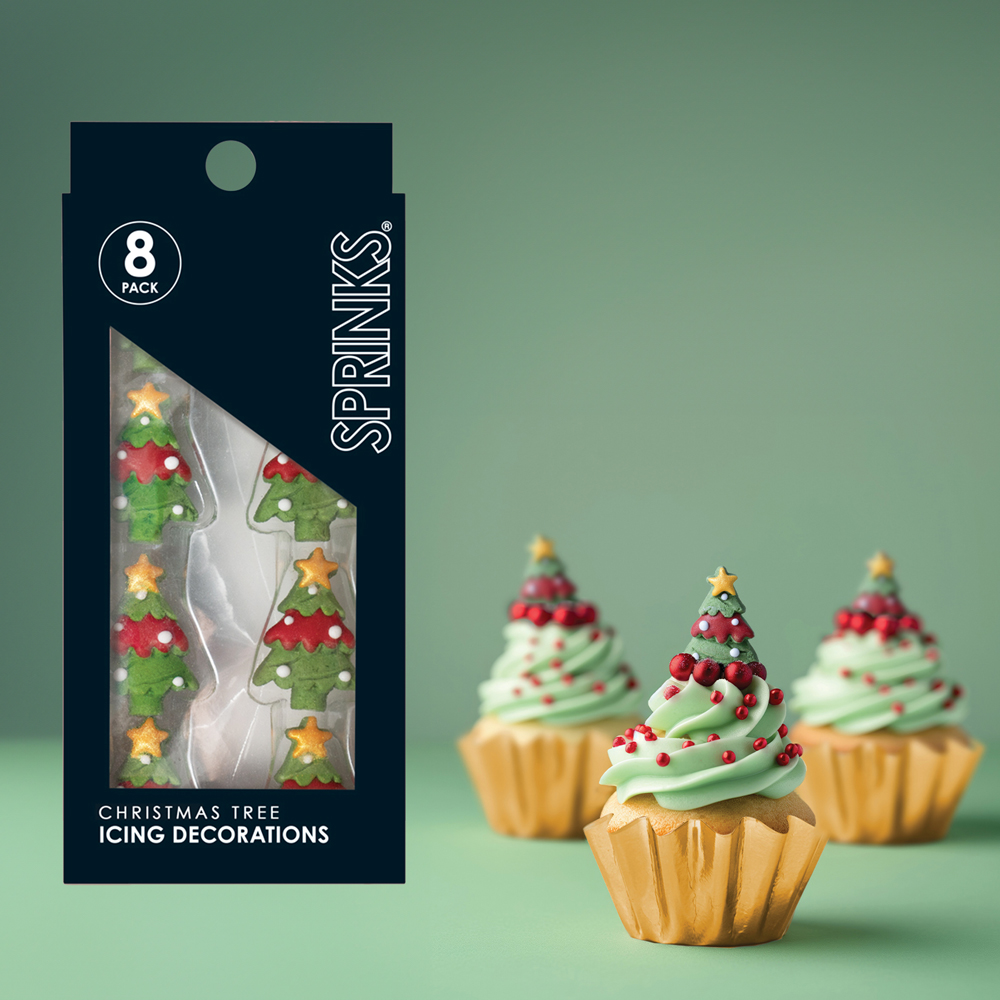 **PRE-ORDER** SPRINKS Icing Decorations - CHRISTMAS TREES (8 pieces)