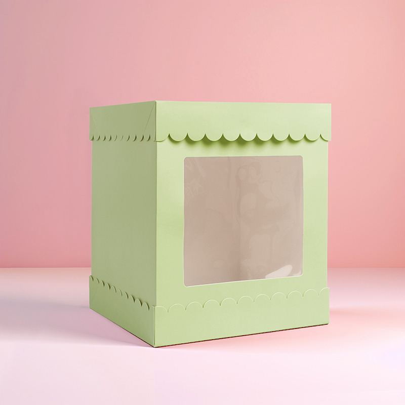 10 x 10 x 12 Tall Scalloped Cake Box - PASTEL GREEN