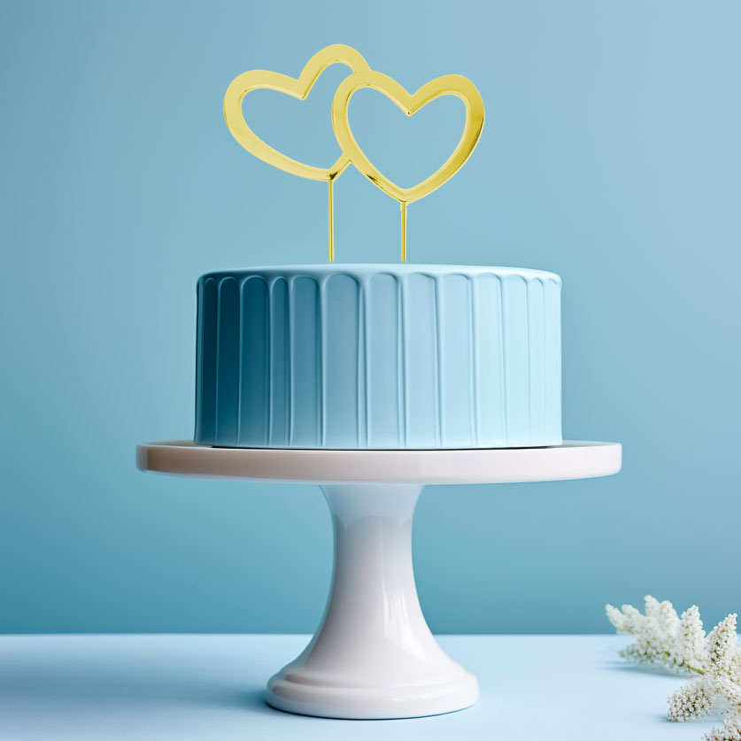 Gold Plated Cake Topper - DOUBLE HEART