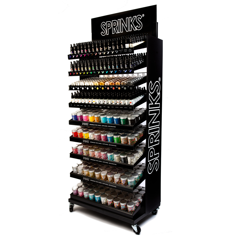 SPRINKS FULLY STOCKED Large DISPLAY STAND - Gel Colours, Flavours, Lustres & Sprinkles