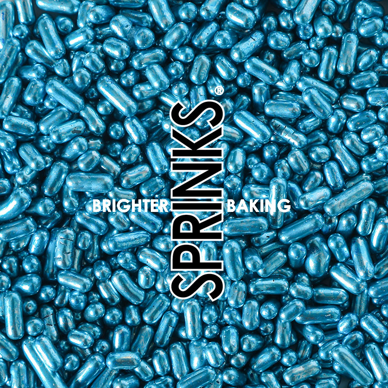 500g METALLIC BLUE Jimmies 1mm - by Sprinks
