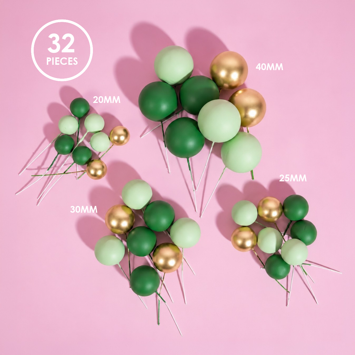 SPRINKS 32 Cake Ball Toppers - EUCALYPTUS BOTANICAL