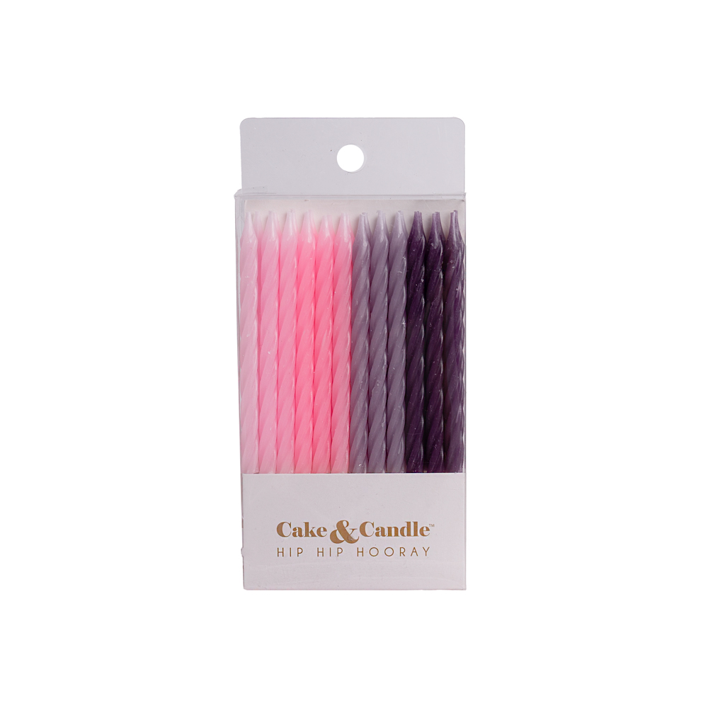 8cm PINK to PURPLE Spiral Candles (Pack of 24)