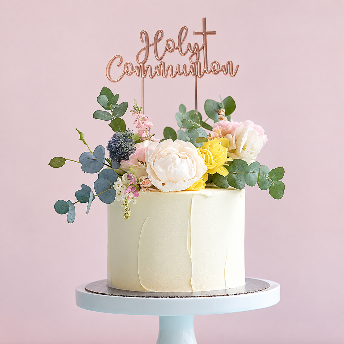 ROSE GOLD Plated Cake Topper - HOLY COMMUNION