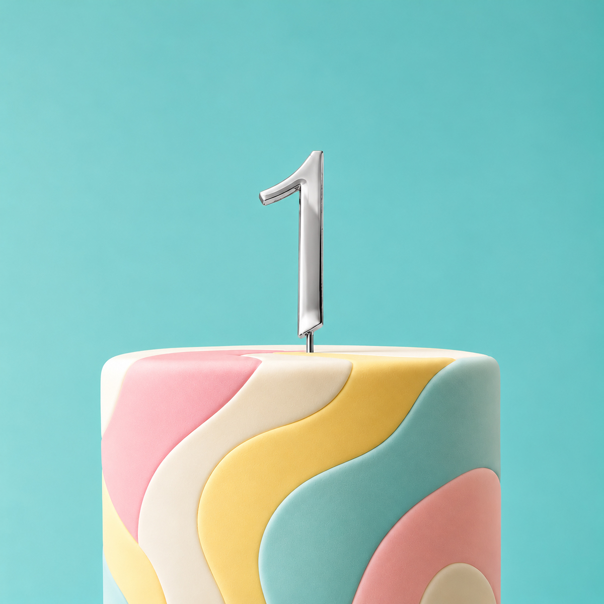 SILVER Cake Topper (7cm) - NUMBER 1