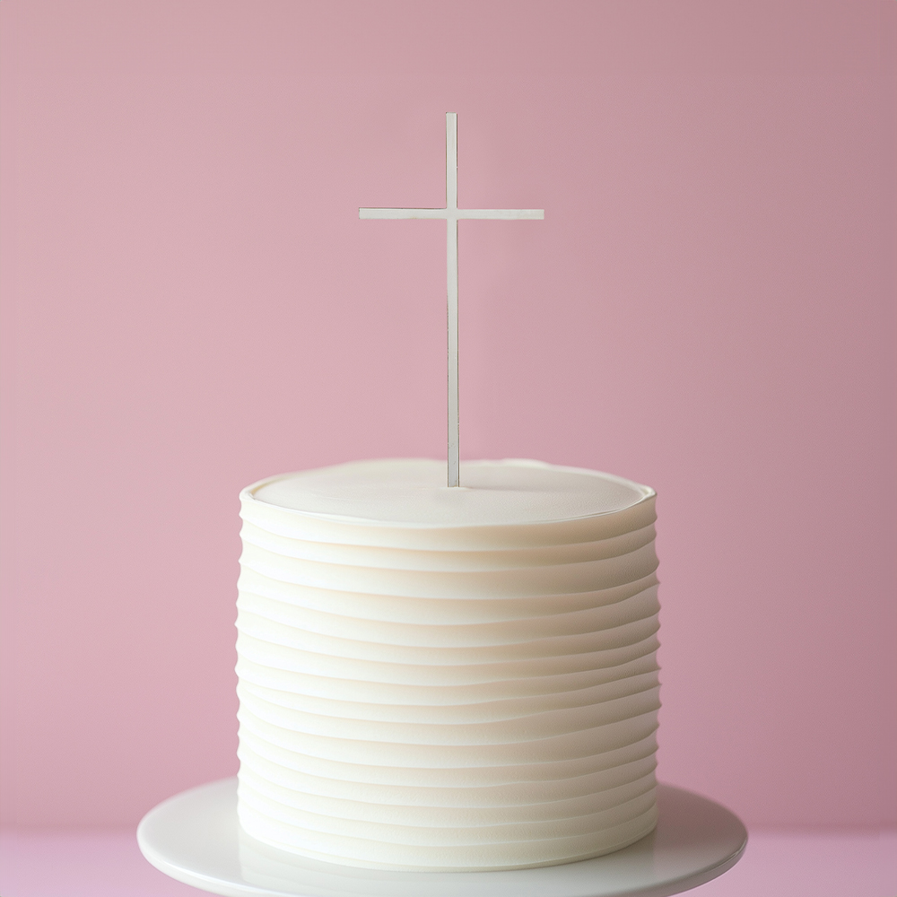 SILVER Metal Cake Topper - FINE CROSS