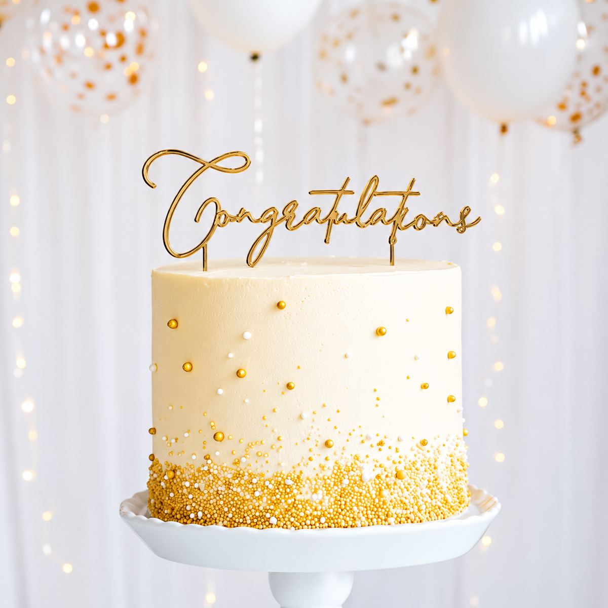 GOLD Metal Cake Topper - CONGRATULATIONS