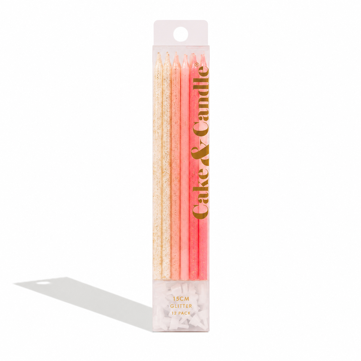 PINK Glitter Cake Candles (Pack of 12)