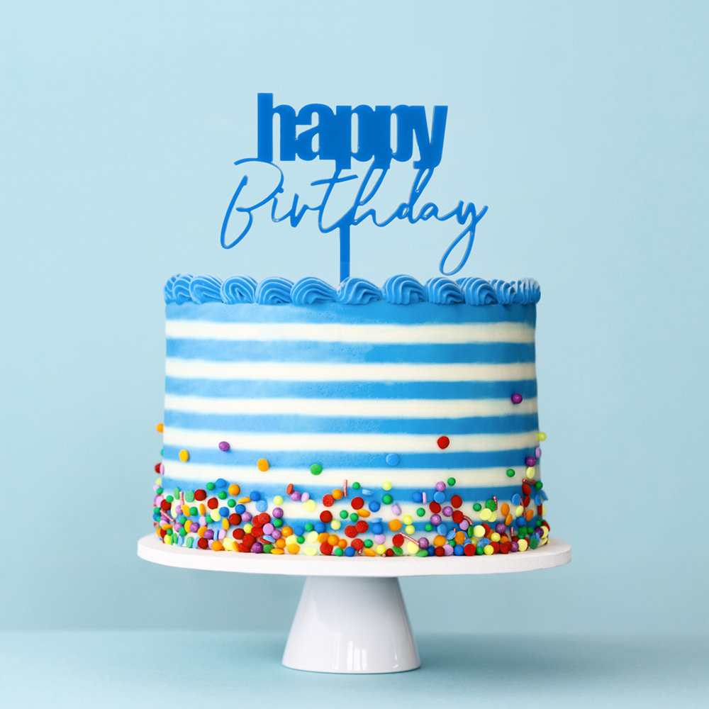 Happy birthday background with cake and balloons Vector Image