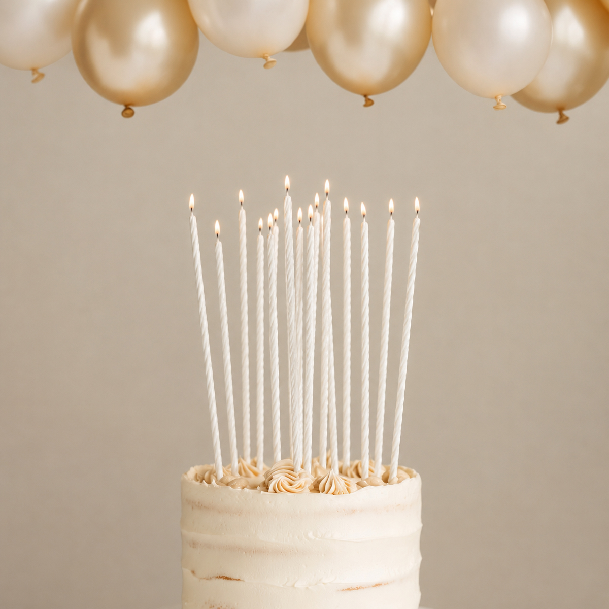 20cm FINE SPIRAL Cake Candles WHITE (Pack of 16)