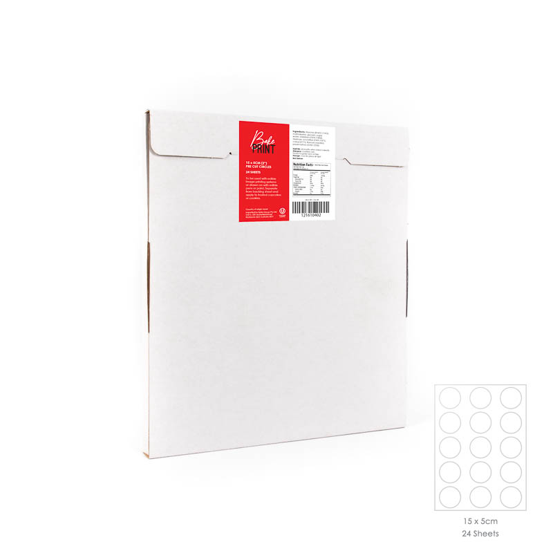 Premium Icing Edible Sheet 15 x 5cm (2) Circles - 24 sheets